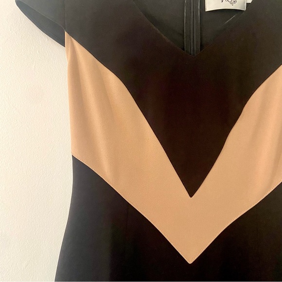 Anthropologie Black and Beige v-neck dress - Picture 2 of 5